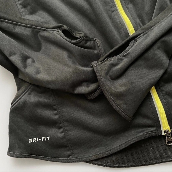 Nike Dri Fit Element Jacket Womens Black Yellow Full Zip Running Thumb size M - Picture 3 of 6